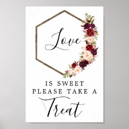 Boho Burgundy Liebe ist süße Lieblingssignatur Poster