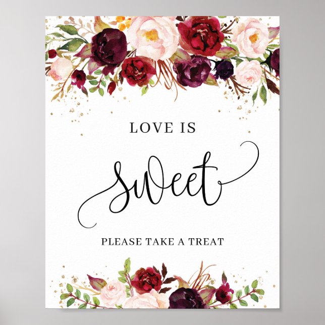 Boho burgundy Marsala Goldene Liebe ist ein süßes  Poster (Vorne)