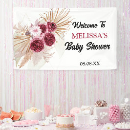 Boho Burgundy Pampas Grass Begrüßungsgras Hintergr Banner