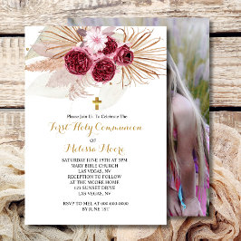 Boho Burgundy Pampas Grass Einladung