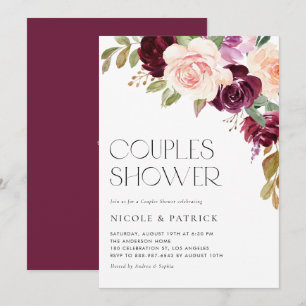 Boho Burgundy & Peach Blume Herbst Paare Dusche Einladung