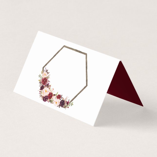 Boho Burgundy Platzkarten Visitenkarten (Vorderseite)