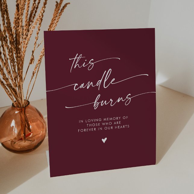 Boho Burgundy Red This Candle Burns Memorial Sockelschild (Von Creator hochgeladen)