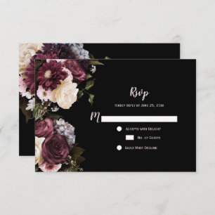 Boho Burgundy Rose Blanc Floral RSVP  