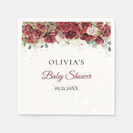 Boho burgundy Rose eucalyptus Babydusche Serviette