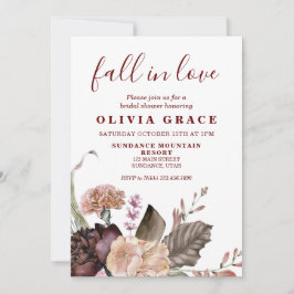 Boho Burgundy Rose fallen florales Brautparty Einladung