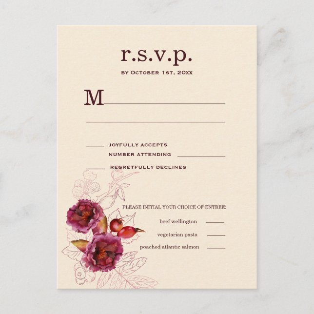 Boho Burgundy Rose UAWG Postkarte (Vorderseite)