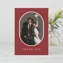 Boho Burgundy Rustic Floral Foto Wedding Dankeskarte