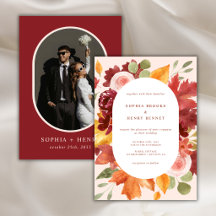 Boho Burgundy Rustic Floral Foto Wedding