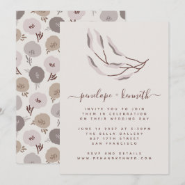 Boho Burgundy und Taupe Botanische Hochzeit Einladung