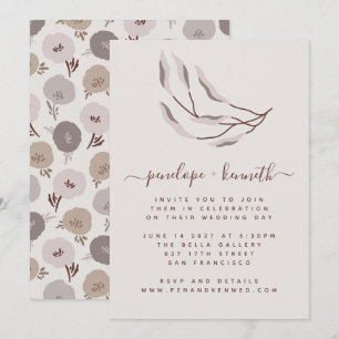 Boho Burgundy und Taupe Botanische Hochzeit Einladung