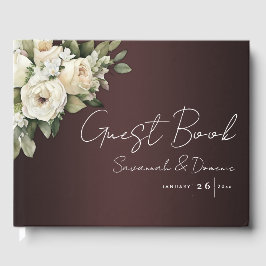 Boho Burgundy und White Rose Bouquet Wedding Gästebuch