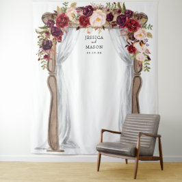 Boho Burgundy Wedding Arch Backdrop Foto Stand Wandteppich