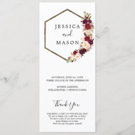 Boho Burgundy Wedding Program Programm