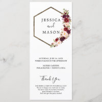 Boho Burgundy Wedding Programme