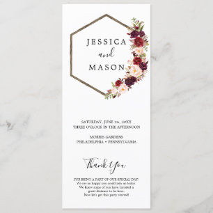 Boho Burgundy Wedding Programme