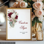 Boho Burgundy White Garden Rose Wedding Custom Poster<br><div class="desc">✅ Für passende Artikel suchen Sie 208W in meinen Sammlungen ✅ Willkommen Ihre Gäste mit Stil und Eleganz mit diesem hohlen Hochzeitsschild, mit Aquarellbordeauxrosen und Weißrosen mit schimmernden goldenen Blätter. Dieses in einer reichen Palette von Bordeaux, Marsala, Maroon, tiefrot, dunkelrot, weiß und gold gestaltete Blumenschild oder Poster verleiht Ihrem Hochzeitsdekor...</div>