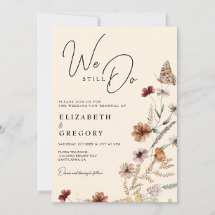 Boho Burgundy Wildblume wir machen noch Vow Erneue Einladung