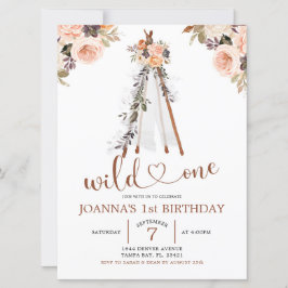 Boho Burn Orange Floral Teepee Girl Einladung