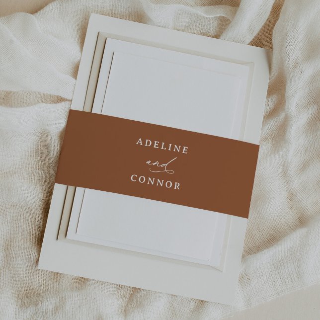 Boho Burnt Orange Calligrafy Wedding Einladungsbanderole (Von Creator hochgeladen)