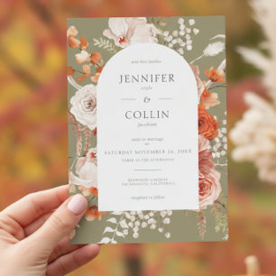 Boho Burnt Orange Fall Floral Arch Sage Einladung