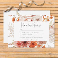 Boho Burnt Orange Fall Floral Monogramm weiß