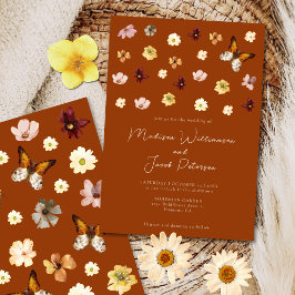 Boho Burnt Orange Fleur sauvage Faire-part de mari