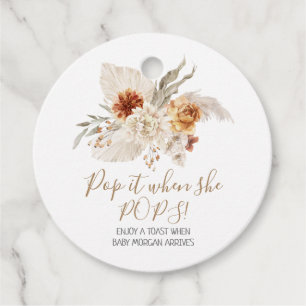 Boho Burnt Orange Floral Bouquet Babydusche Geschenkanhänger