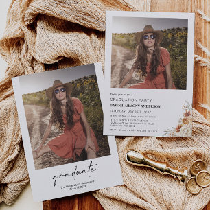 Boho Burnt Orange Floral Graduation Party Einladung