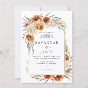 Boho Burnt Orange Floral mit RahmenWedding Einladung