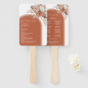 Boho Burnt Orange Floral & Pampas Wedding Program Fächer