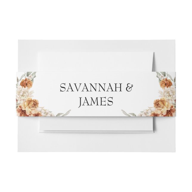 Boho Burnt Orange Floral Wedding Einladungsbanderole (Vorderseite Beispiel)