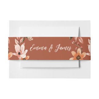 Boho Burnt Orange Floral Wreath Einladungsbanderole
