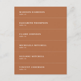 Boho Burnt Orange Mariage Carte Nom