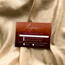 Boho Burnt Orange Ombre Repas Option Carte RSVP