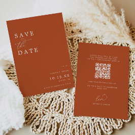 Boho Burnt Orange Qr Code Wedding Save The Date