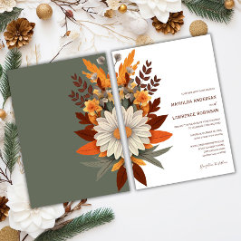 Boho Burnt Orange Sage Floral Hochzeit im Herbst Einladung