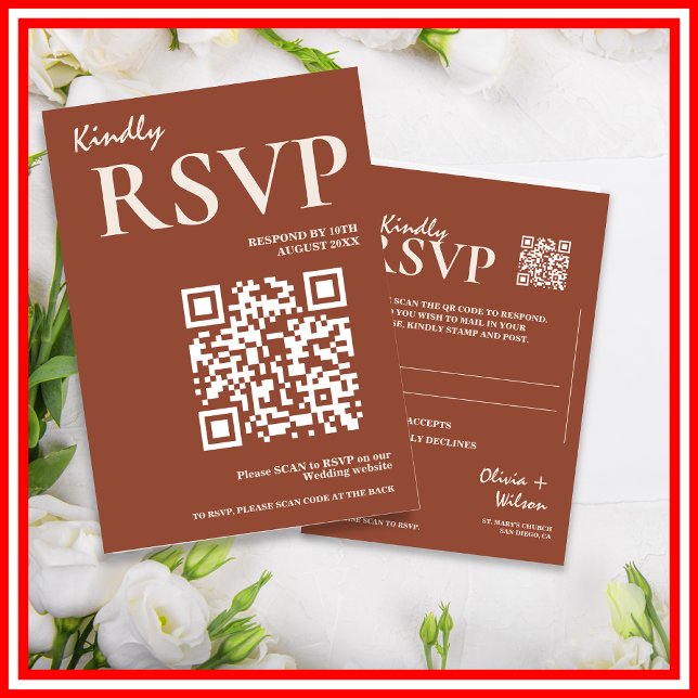 Boho Burnt Orange Terracotta Rustic Wedding RSVP Begleitkarte (Von Creator hochgeladen)