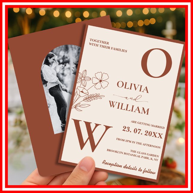 Boho Burnt Orange Terracotta Rustikale Hochzeit Einladung (Von Creator hochgeladen)