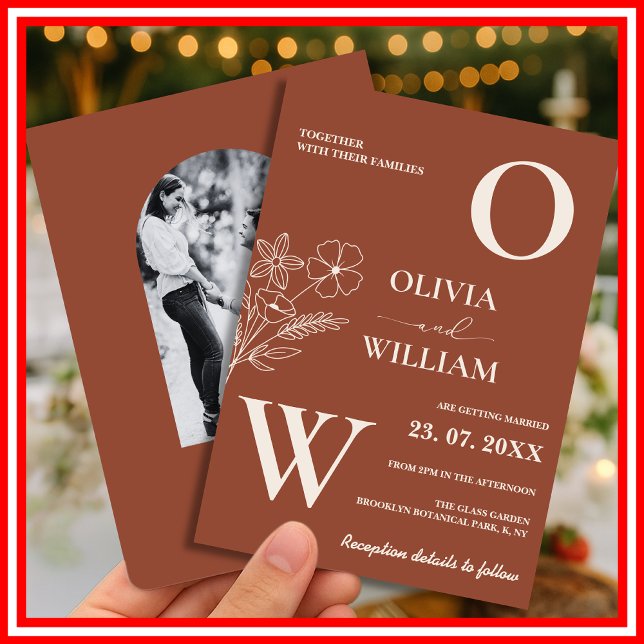 Boho Burnt Orange Terracotta Rustikale Hochzeit Einladung (Von Creator hochgeladen)