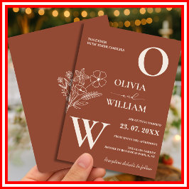 Boho Burnt Orange Terracotta Rustikale Hochzeit Einladung