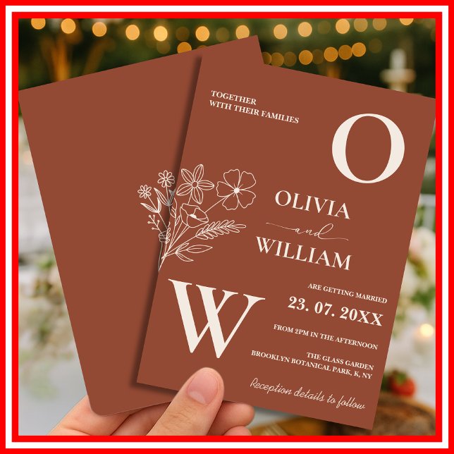 Boho Burnt Orange Terracotta Rustikale Hochzeit Einladung (Von Creator hochgeladen)