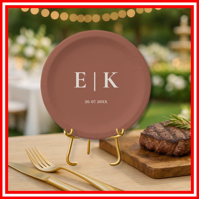 Boho Burnt Orange Terracotta Rustikale Hochzeit Pappteller (Von Creator hochgeladen)