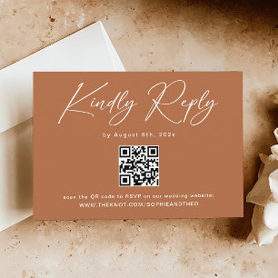 Boho Burnt Orange Wedding RSVP QR Code Begleitkarte