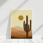 Boho Burnt Orange Wüste Landschaft Poster<br><div class="desc">Das Boho Burnt Orange Wüste Landschaftspopster mit Sonnenaufgang,  Hügeln,  Wüste und Kakteen ist ideal für böhmische Zuhause.</div>