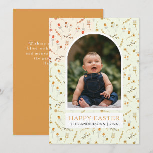 Boho-Butter-Blumenwiese-Oster-Familienfoto Feiertagskarte