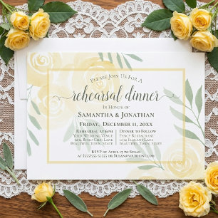 Boho-Butter-Gelb-Rosen-Hochzeitsprobe-Abendessen Einladung