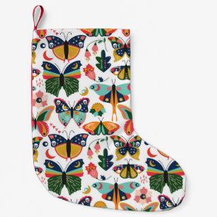 Boho Butterflies: Nahtloses Tapetenmuster. Kleiner Weihnachtsstrumpf