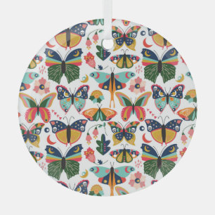 Boho Butterflies: Nahtloses Tapetenmuster. Ornament Aus Glas