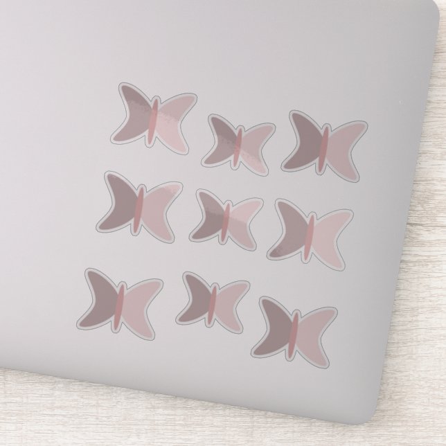 Boho Butterflies Pink Earthy Tones Aufkleber (Detail)